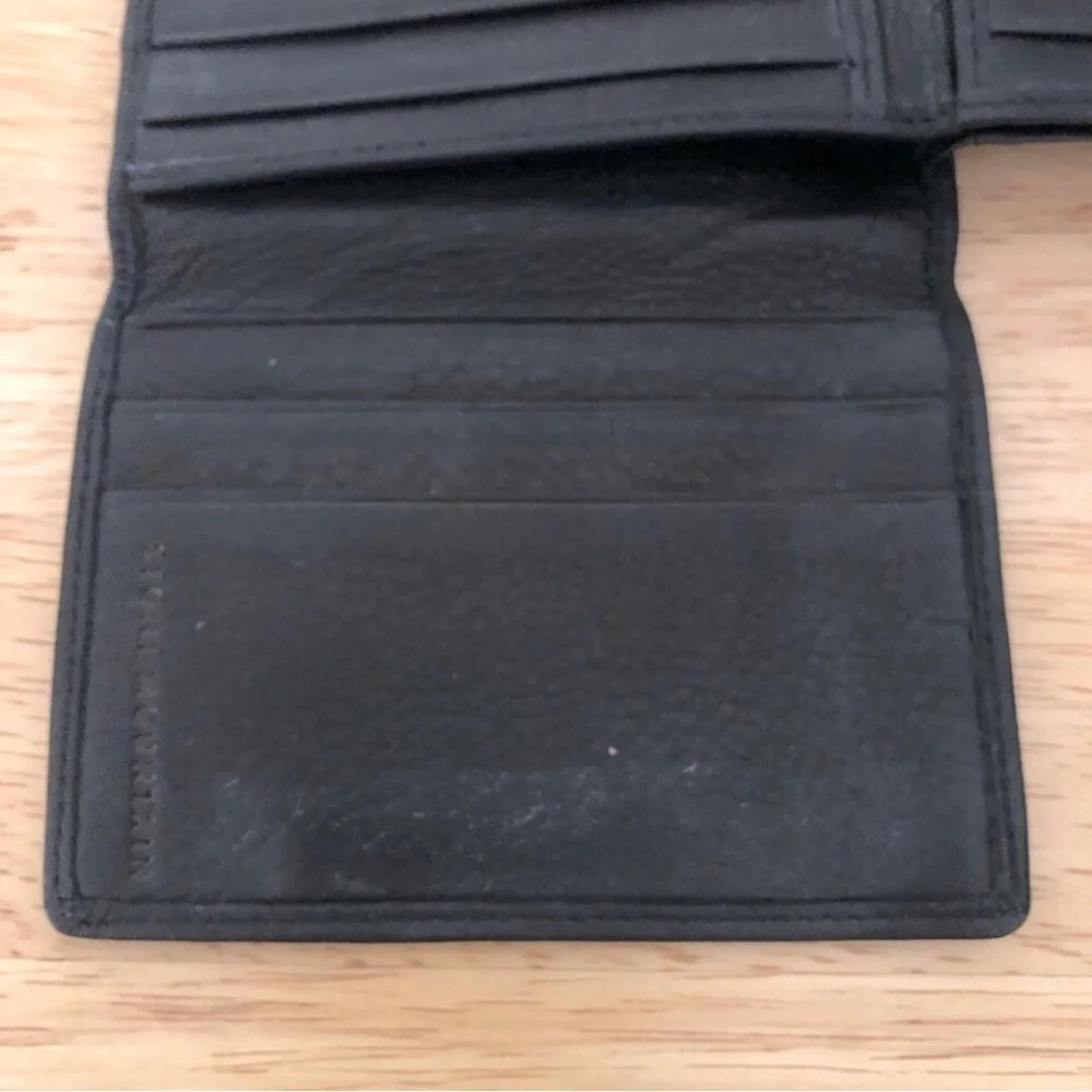 Stone Mountain wallet leather billfold L shape trifold card holder black crackle